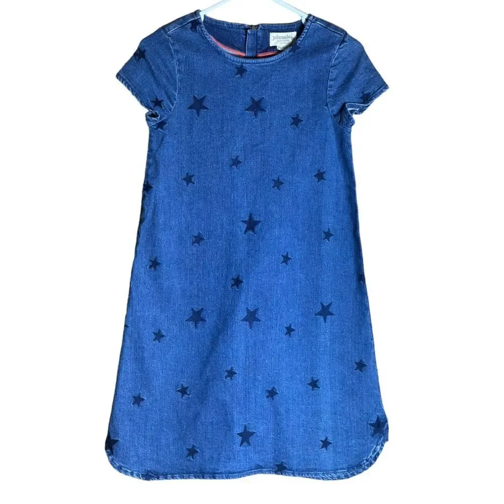 Johnnie B Boden Denim Star Dress Girls Size 13 / 14 Years ▫️